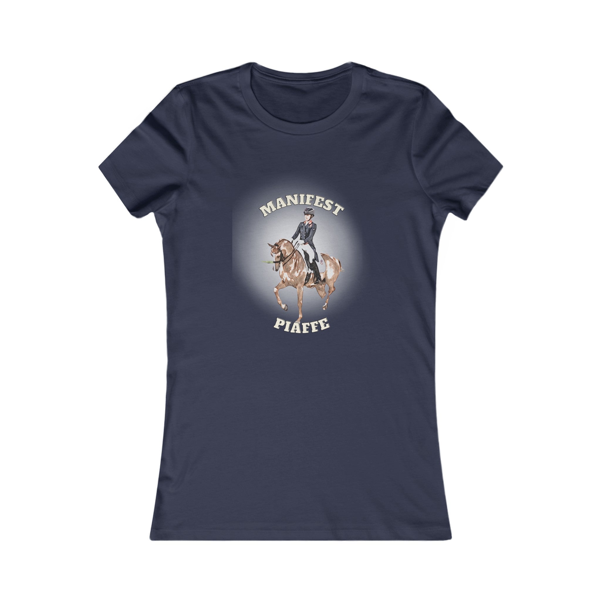 Dressage Dreamer: Women's 'Manifest Piaffe' Horse Themed T-Shirt