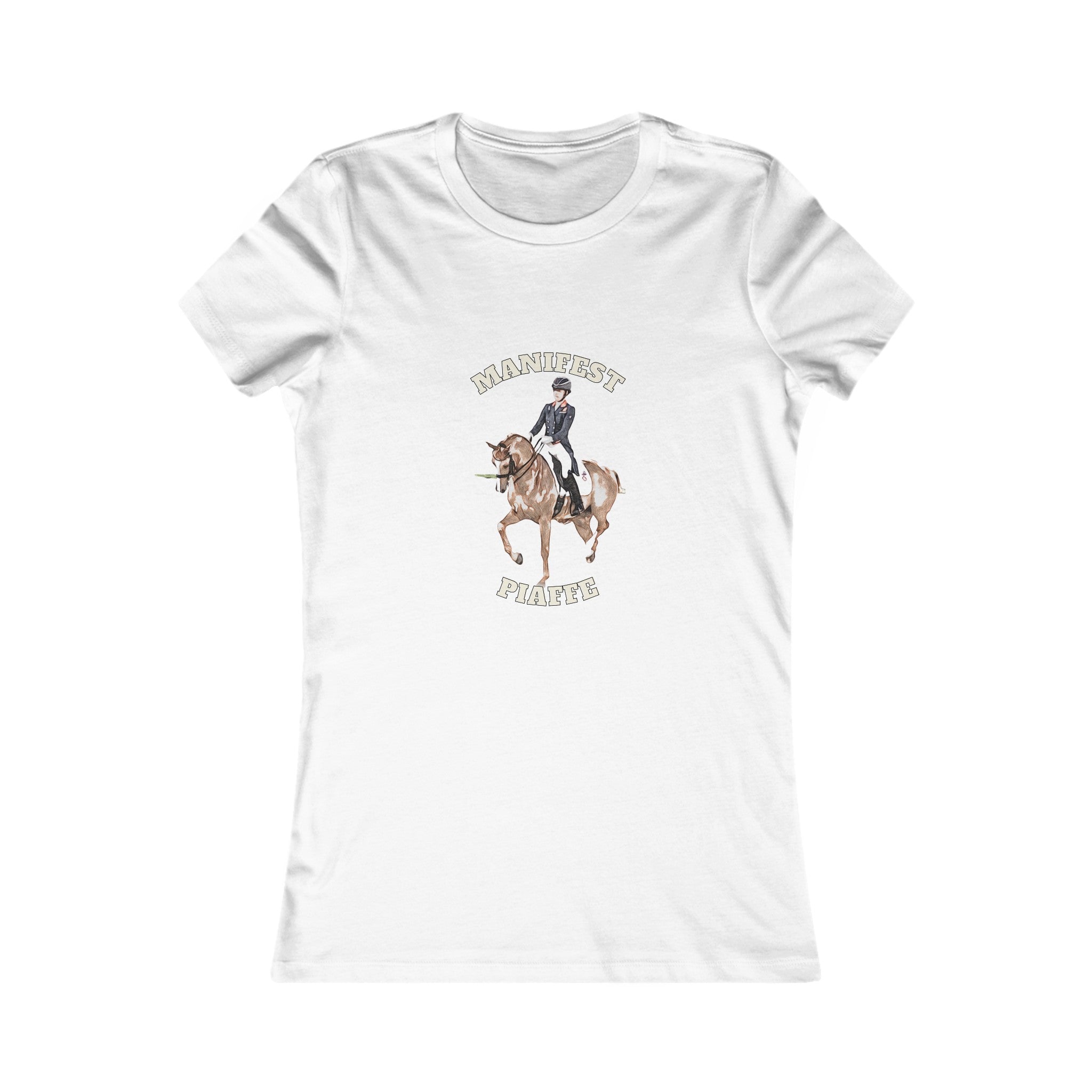 Dressage Dreamer: Women's 'Manifest Piaffe' Horse Themed T-Shirt